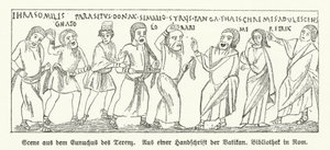 Szene aus Eunuchus, Komödie des römischen Dramatikers Terenz von German School