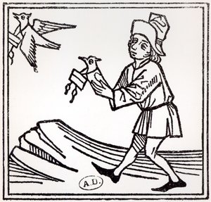 Versenden eines Briefes per Brieftaubenpost, 1488 von German School