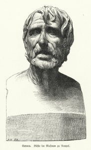 Seneca der Jüngere, römischer Philosoph, Staatsmann und Dramatiker (Lithografie) von German School