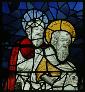 St. Matthäus und ein anderer Apostel beim Tod der Jungfrau Maria von German School