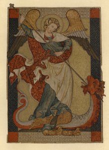 Erzengel Michael besiegt Satan, dargestellt als Drache von German School