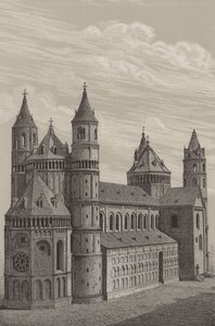 Dom St. Peter, die Kathedrale in Worms, Deutschland (Lithografie) von German School