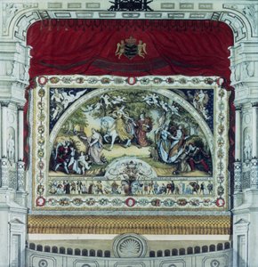 Bühne und dekorativer Vorhang des Dresdner Theaters von German School