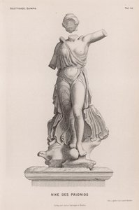 Statue der Nike, antike griechische Siegesgöttin, von Paionios, ausgegraben in Olympia, Griechenland von German School