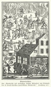 Studentenleben: Szene aus Gesichte Philanders von Sittewald, von Johann Michael Moscherosch (Gravur) von German School