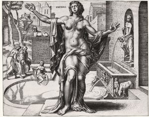 Susanne im Bad. (Gravur) von German School