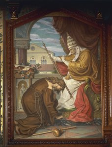 Tannhäuser beichtet seine Sünden bei Papst Urban IV., aus der Tannhäuser-Saga von German School