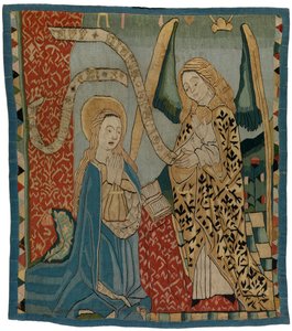 Wandteppichpanel, das die Verkündigung darstellt, aus dem Oberrheingebiet