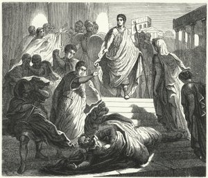 Tarquinius Superbus ermordet seinen Schwiegervater Servius Tullius, um den römischen Thron zu beanspruchen von German School