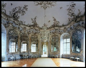 Der Spiegelsaal, entworfen von Francois Cuvillies (1695-1768), mit Stuckarbeiten von Johann Baptist Zimmermann (1680-1758), 1734-37