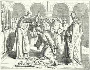 Der Heilige Römische Kaiser Heinrich II. erhält einen Segen im Kloster St. Vitus in Verdun von German School