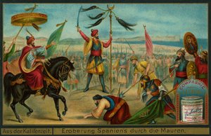 Die Mauren erobern Spanien, 711, Liebig-Karte