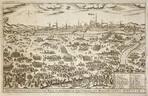 Die Belagerung von Wien im Jahr 1529, Illustration aus einem Buch über die osmanischen Feldzüge in Europa, graviert von Paul Furst (ca.1605-66)