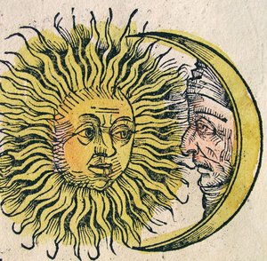 Die Sonne und der Mond, veröffentlicht in der Nürnberger Chronik, 1493 von German School