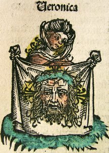 Das Schweißtuch der Veronika, veröffentlicht in der Nürnberger Chronik, 1493