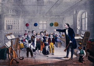 Der Dorfschullehrer, ca. 1850 von German School