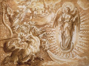 Die Frau mit der Sonne bekleidet und der siebenköpfige Drache, ca. 1600