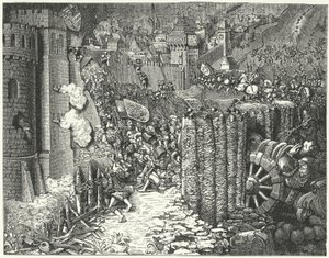 Die Armee des Heiligen Römischen Kaisers Maximilian I. stürmt Szekesfehervar, die mittelalterliche Hauptstadt des Königreichs Ungarn von German School