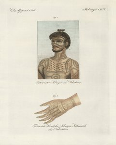 Die Kunst des Tätowierens auf der Insel Nukahiwa (farbige Gravur) von German School
