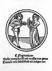 Die vier Temperamente: phlegmatisch (langsam und apathisch). Xylografie, Augsburg 1480 von German School
