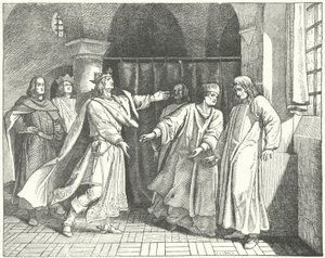 Die Versöhnung von Ludwig IV. und Friedrich dem Schönen, rivalisierende Anwärter auf den deutschen Thron von German School