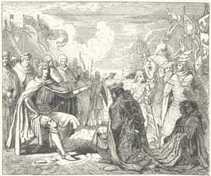 Die Wiederherstellung von Ottokar II. als König von Böhmen durch Rudolf von Habsburg von German School