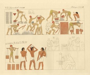 Die Knechtschaft der Juden in Ägypten dargestellt auf einem 3000 Jahre alten Bild in einem Grab in Oberägypten von German School