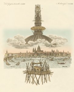 Die Struktur auf der Spitze der St. Pauls Kathedrale für das Panorama von London von German School