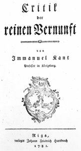 Titelseite von Kritik der reinen Vernunft von Immanuel Kant, veröffentlicht 1781 von German School