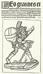 Titelseite der bekanntesten Ausgabe von Gargantua, einem Roman von François Rabelais (Stich) von German School