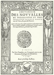 Titelseite der ersten Ausgabe von Das Heptameron von Margarete von Navarra (Stich) von German School