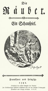 Titelseite der Erstausgabe von Friedrich Schillers Stück Die Räuber von German School
