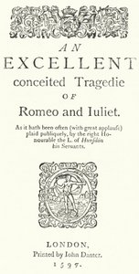 Titelseite der ersten Quartausgabe von Shakespeares Romeo und Julia (Gravur)