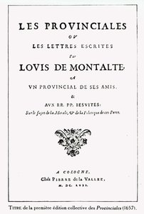 Titelseite von Les Provinciales von Blaise Pascal, Amsterdam, 1657