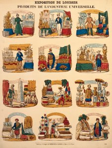 Zwölf Ausstellungstände verschiedener Nationen auf der Großen Ausstellung in London, veröffentlicht von Dambour & Gangel, Metz, 1851 von German School