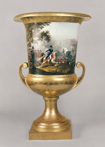 Urne, die den Herzog von Wellington in einer Kampfszene aus dem Preußischen Tafelservice darstellt, Berlin, 1816-19
