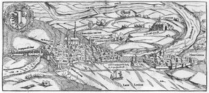 Ansicht von Genf, aus Cosmographie Universelle von Sebastien Munster (1488-1552) Basel, veröffentlicht 1559