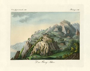 Ansicht des Berges Athos (Farbstich)