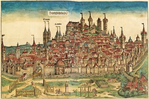 Ansicht der Stadt Nürnberg, veröffentlicht in der Nürnberger Chronik, 1493 von German School