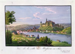Ansicht der Stadt Meißen, Geburtsort von Christian Samuel Hannemann (1755-1843) von German School