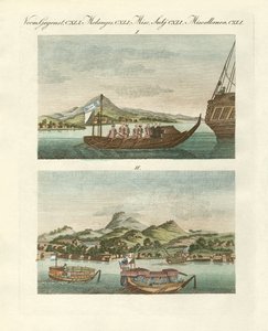 Ansichten der Küste Japans neben japanischen Fahrzeugen