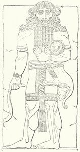 Wandrelief von Gilgamesch aus den Ruinen von Dur-Sharrukin, Hauptstadt der Assyrer zur Zeit von König Sargon II. (Gravur) von German School