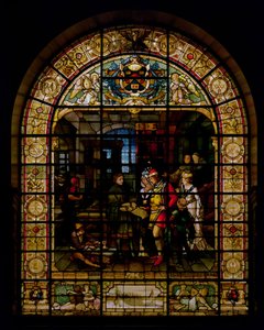 William Caxton zeigt sein erstes gedrucktes Buch Edward IV. und seiner Frau, Elizabeth Woodville im Jahr 1477, von Mayer und Co., Münchner Firma aktiv in London, ca. 1880