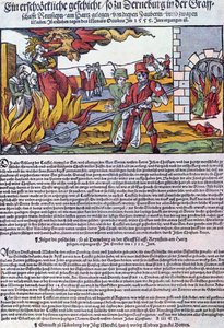 Hexenverbrennung in Derneburg im Jahr 1555 von German School
