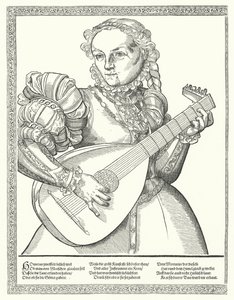 Frau, die eine Laute spielt