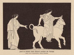 Zeus in Gestalt eines Stiers entführt Europa von German School
