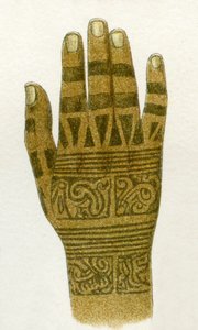 Beispiel für Dayak-Handtattoo-Designs, Borneo, 1894