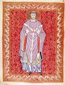 Darstellung des Heiligen Nizier von Lyon (513-573) Miniatur aus dem Codex Egberti von der Schule von Reichenau, um 980 von German School