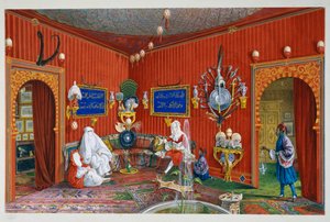 Orientalisches Zimmer in der Villa Lazarovich, Triester Residenz von Maximilian von Habsburg, Tempera von Germano Prosdocimi von Germano Prosdocimi