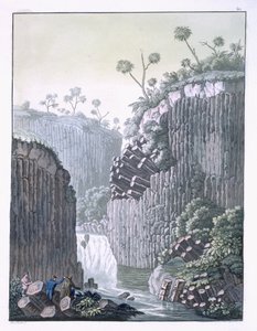 Forscher mit Humboldts Expedition in den Basaltklippen bei Regla, Mexiko, Tafel 60 aus 